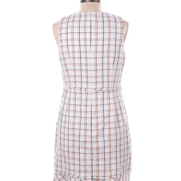 BNWOT! J.Crew Fluted Hem Dress, Size 12, in Windowpane Cotton Tweed 💎 - Picture 4 of 7